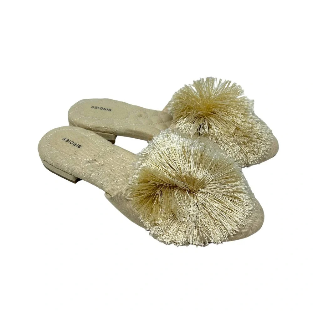 Birdies The Songbird Mule Linen Fabric Cream Size 7.5